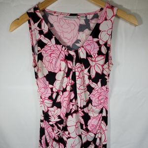 New York & Co. Stretch Women's Exrtra Small Pink, Black, and White Floral Blouse